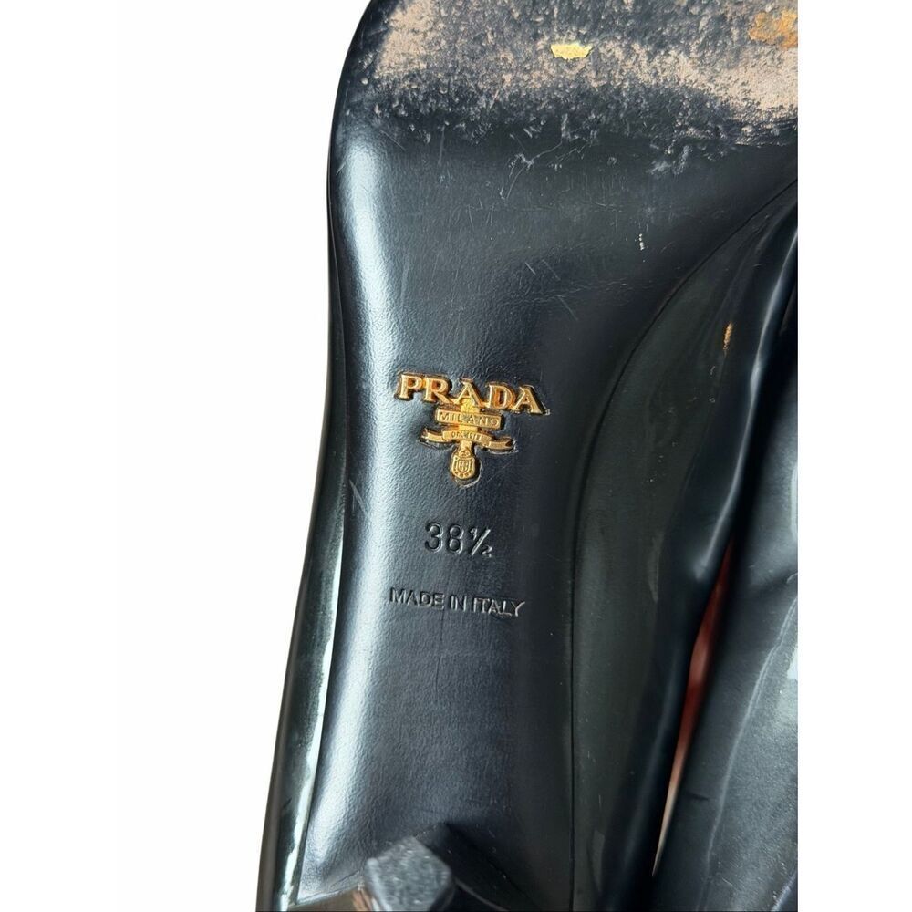 Prada Patent Leather Black Pumps Square Toe EU 38.5 US 8.5 - Picture 8 of 11